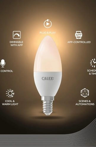 Calex Smart Wi-Fi LED Lightbulb Candle E14 Warm White Dimmable