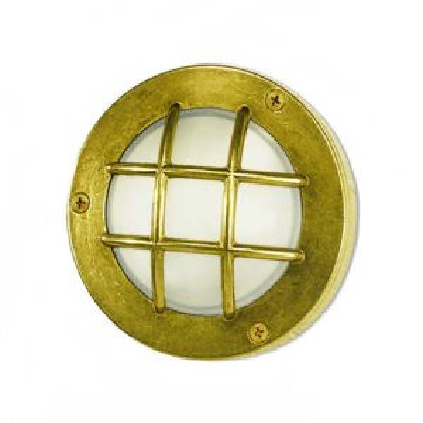 Moretti Luce 187.G9 Polished Brass Round Bulkhead With Grill