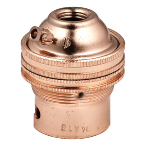 B22 COPPER THREADED SKIRT LAMPHOLDER WITH SHADE RING