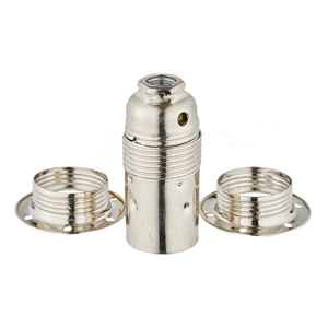 E14 METAL LAMPHOLDER BRIGHT ZINC PLATED WITH THREADED SKIRT