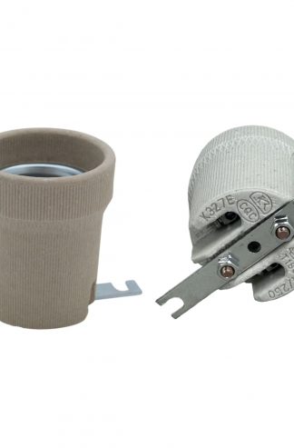 ES Porcelain Lampholder (Flat Bracket Fixing)