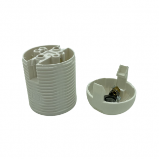 Plastic Snap-Together ES 10mm Lampholder [Threaded Skirt] (White)