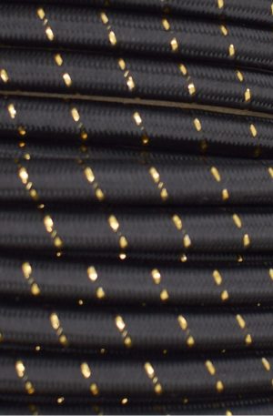 3 Core 0.75mm Round Braided Flex (BLACK WITH GOLD FLECK)