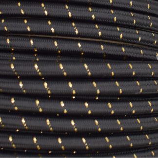 3 Core 0.75mm Round Braided Flex (BLACK WITH GOLD FLECK)