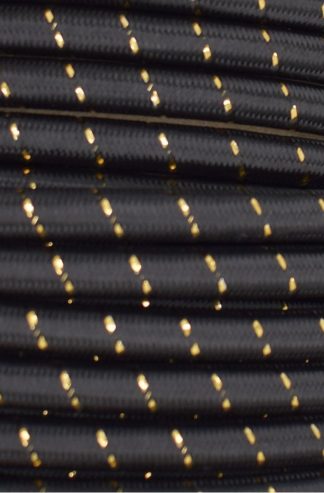3 Core 0.75mm Round Braided Flex (BLACK WITH GOLD FLECK)