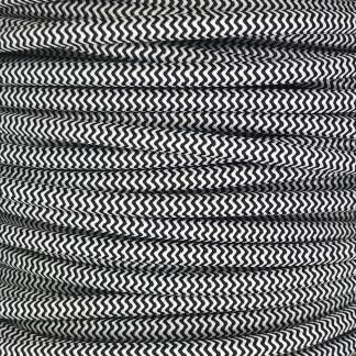 3 Core 0.75mm Round Braided Flex (BLACK/WHITE ZIGZAG)