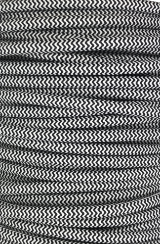 3 Core 0.75mm Round Braided Flex (BLACK/WHITE ZIGZAG)