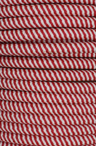 3 Core 0.75mm Round Braided Flex (RED/WHITE SPIRAL)