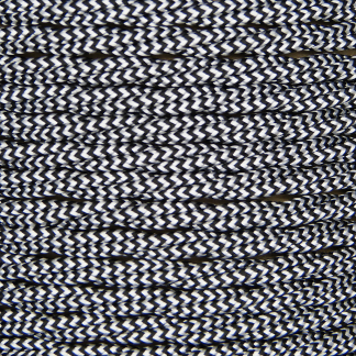 3 Core 0.75mm Twisted Braided Flex (BLACK/WHITE ZIGZAG)