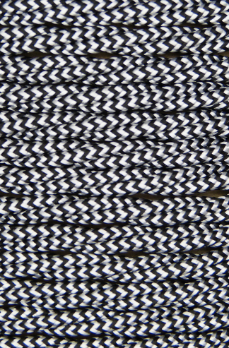 3 Core 0.75mm Twisted Braided Flex (BLACK/WHITE ZIGZAG)